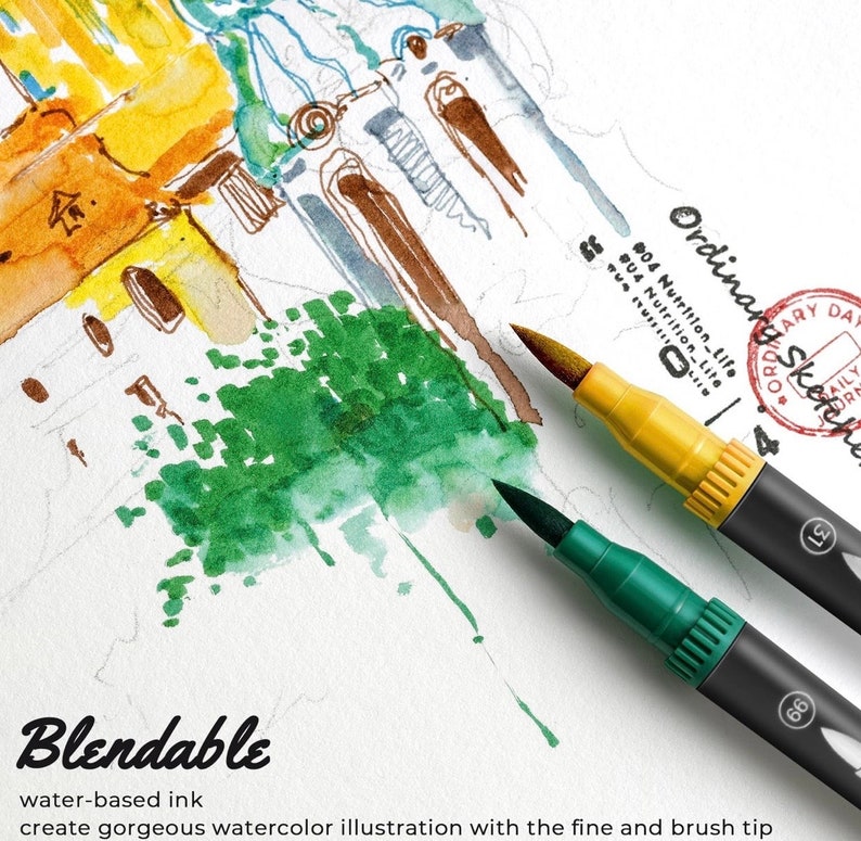 60 Dual Fineliner Marker Pens, Dual Art Marker, Calligraphy Pens in