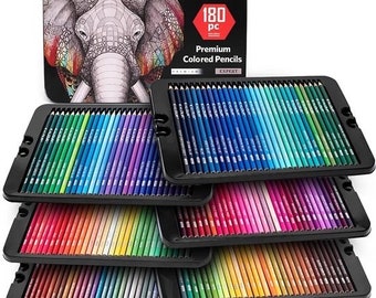 180 matite colorate professionali, portamatite colorate con cassetti, matite colorate edizione USA, matite colorate premium per bambini e adulti