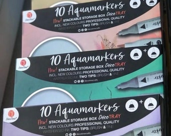 10 AquaMarkers Dual Tip avec rangement, marqueurs aquarelle