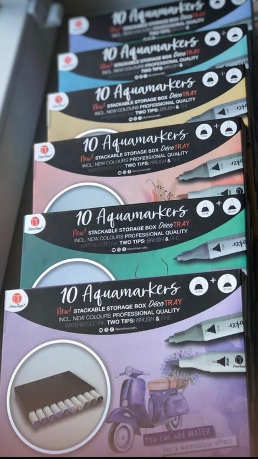 10 AquaMarkers Dual Tip avec rangement, marqueurs aquarelle
