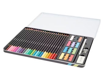 39-Piece Art Set: Colour Pencils, Soft Pastels, Sketching Supplies, Colored pencils