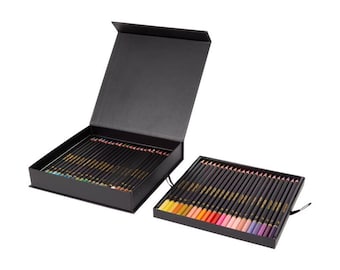 Coffret cadeau de 46 crayons de couleur professionnels, lot de crayons de couleur, lot de crayons de couleur de Noël, coffret cadeau de crayons de coloration, papeterie