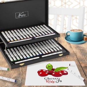 36 professionele dubbele stiften, professionele pennen, dubbele stiften, kalligrafiestiften, brushpennen, stiften en opberger, verjaardagscadeau, kunstset