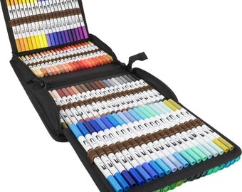 120 Fineliner-markeerstiften met dubbele punt: kunstmarkers met draagtas
