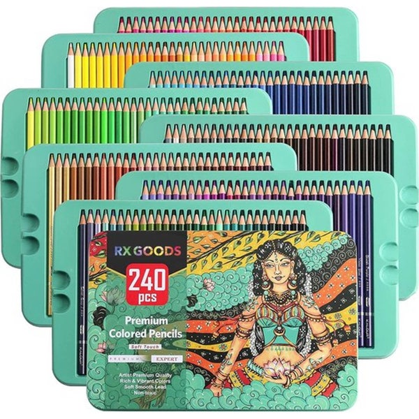 240 matite colorate professionali, contenitore per matite colorate con cassetti, matite colorate XXL edizione USA, matite colorate premium non tossiche