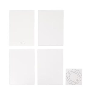Puede incluir: Un conjunto de plataformas de manualidades blancas y una forma troquelada. Cuatro plataformas rectangulares est&aacute;n dispuestas en un cuadrado, con el texto "Platform A" en una de ellas. Un peque&ntilde;o cuadrado contiene un troquelado en capas y festoneado.