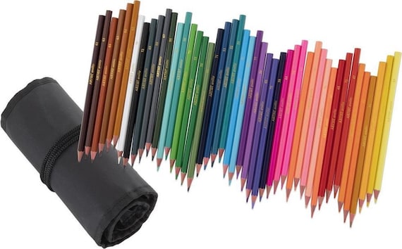 46 Pcs Professional Colored Pencils in Stylish Roll-up Storage Case, US  Edition Colored Pencils for Adults/kids , Colour Pencil Gift Box Set 