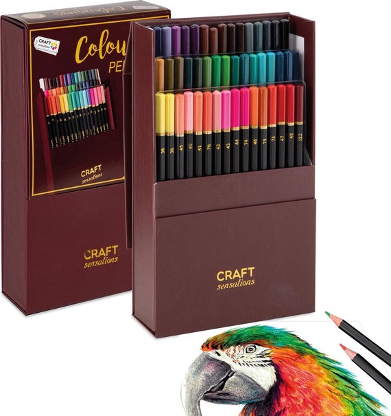 48 Professional Colored Pencils: Art Set in Burgundy Storage Box