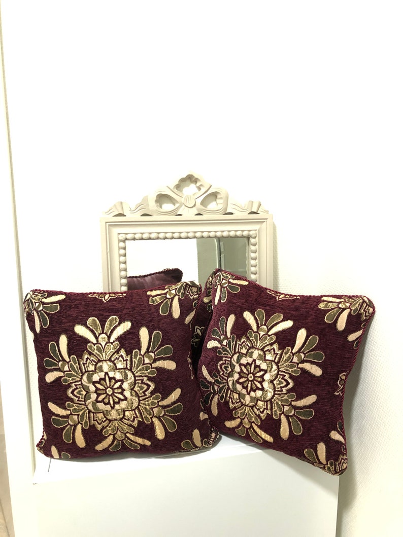Royal Mughal Cushion Covers Set, Velvet Brocade Cushion Covers Set
