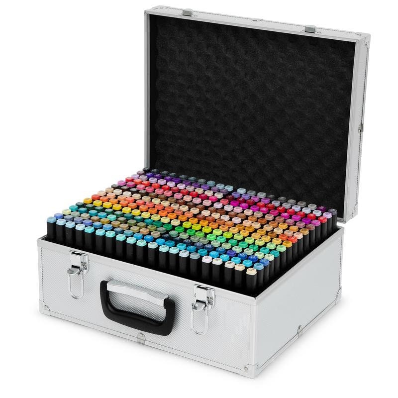 16 Fine Twinmarkers (Extra Fine & Brush) Stackable Storage Box - DécoTime