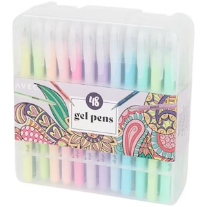 48 professionele gelpennen met opbergdoos en schetsblok, gekleurde tekenpennen, set gekleurde kalligrafiepennen, gekleurde pennen 4 volwassenen/kinderen