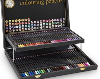 68 lápices de colores profesionales en una resistente caja de almacenamiento, lápices para colorear edición estadounidense, lápices de colores para adultos y niños, regalo de lápices de colores