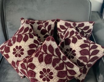 Pack of 10 Unique Festive Christmas Wine Maroon and Green Cushion Covers, Brocade Pillow Case Sofa , Fancy Cushion covers , Christmas gifts