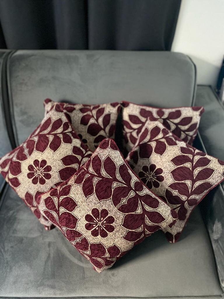 Pack of 10 Unique Festive Christmas Wine Maroon and Green Cushion Covers, Brocade Pillow Case Sofa , Fancy Cushion covers , Christmas gifts