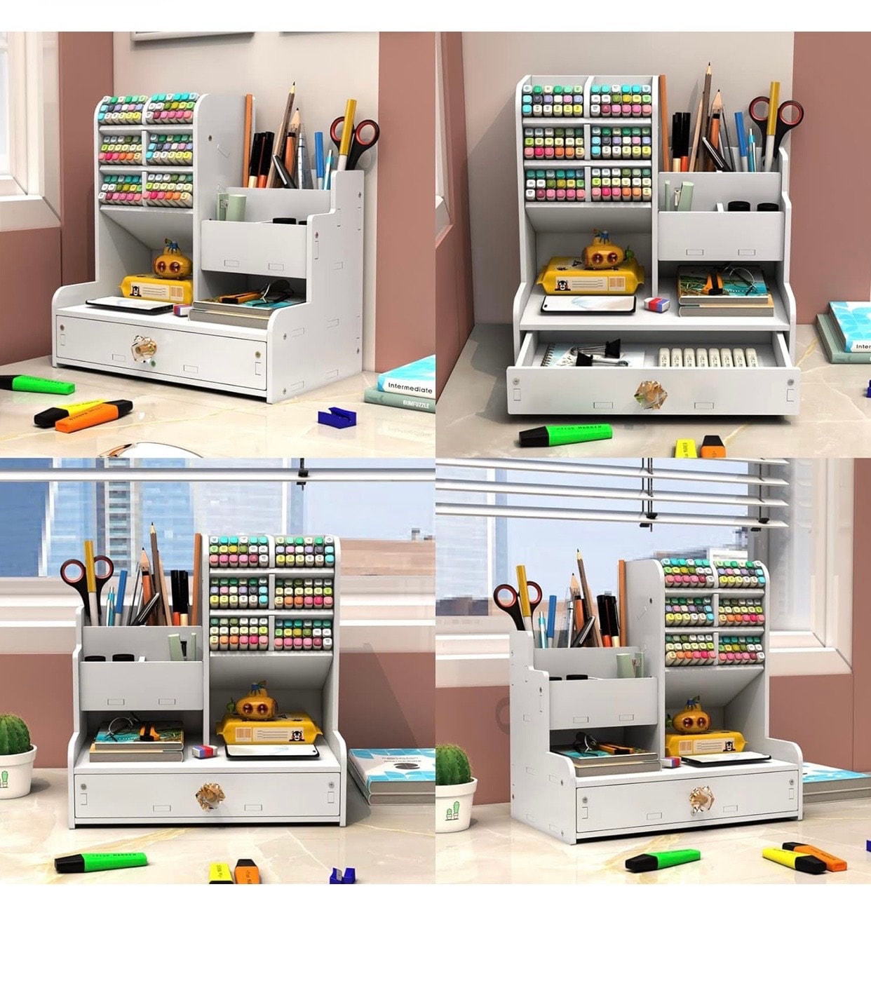 Organizer In Bambù Per 168 Pennarelli E Matite, Porta Penne Da Scrivania A 24 Scomparti – Perfetto Per Casa, Aula E Ufficio