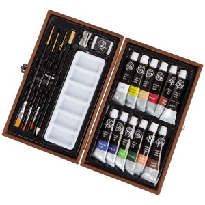 Set Pintura acrílica para lienzos 12 colores en tubo con caja de