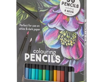 36 Colouring Pencils Set for black paper, Neon Color Pencils set, Colouring Pencils for black sheets, colour pencil set for kids and adults