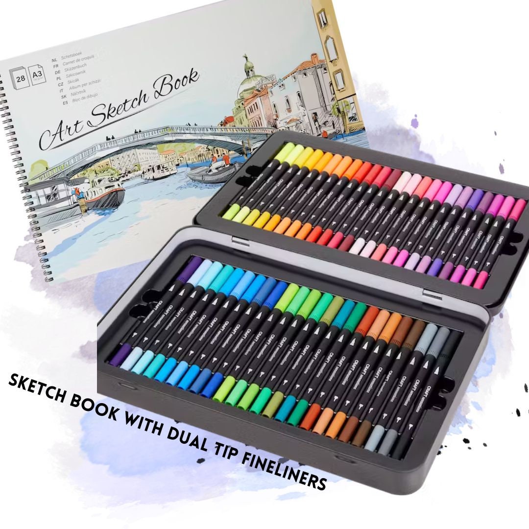 Fineliner Pens Set, Colored Sketch Writing Drawing Pens for