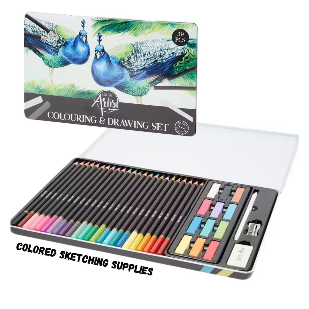 39 Pcs Coloring and Drawing Set With Storage Colour Pencils and Pastels  Sketching Set Sketching Set for Artists Drawing Kit Beginners -  Norway