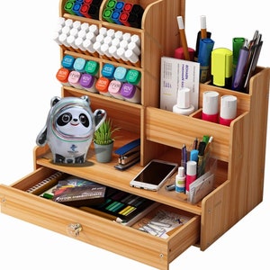 Art Supply-bureauopberger met lade, opberger voor stiften en pennen, opberger voor briefpapier, organizer met grote capaciteit voor knutselspullen