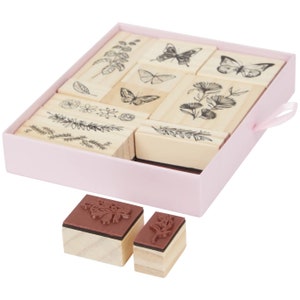 Wooden Stamps Set, Rubber Stamps, Scarbooking Supplies, ink Stamps, Stamp Blocks, Floral stamps, Vintage Ink stamps, stamping kit wooden set