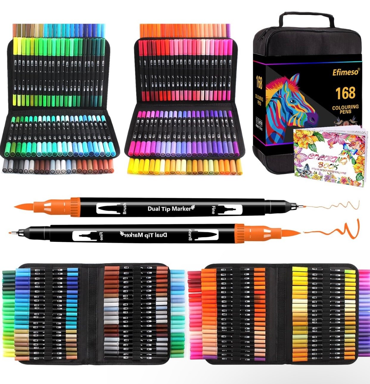 Pennarelli A Doppia Punta 120 Colori - Set Acquerellabili Per Lettering E Disegno