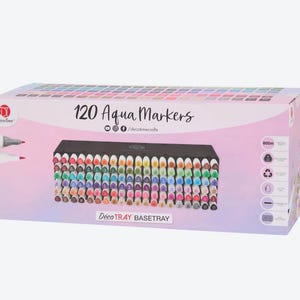 120 Dual Tip Watercolor Markers: Professional Art Set with Storage, aqua markers, christmas gift image 1
