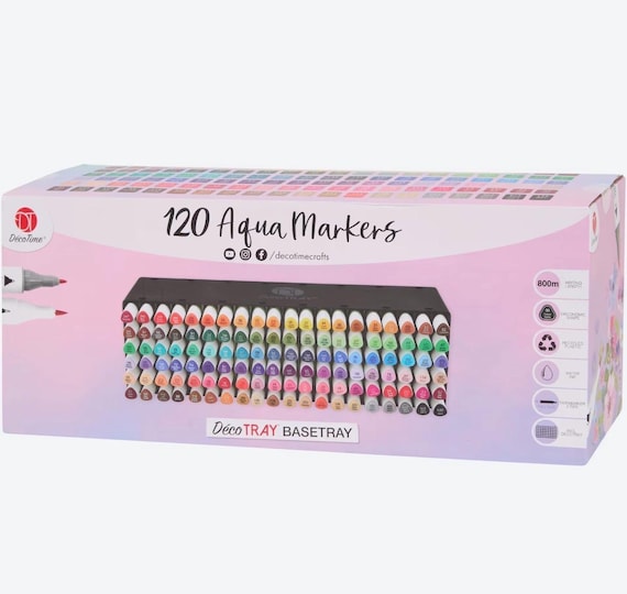 120 Dual Tip Watercolor Markers: Professional Art Set with Storage, aqua markers, christmas gift
