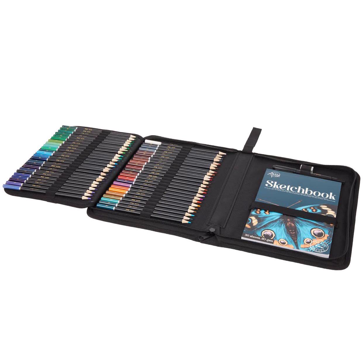 75-piece Drawing Art Set: Sketching Pencils, Colored Pencils