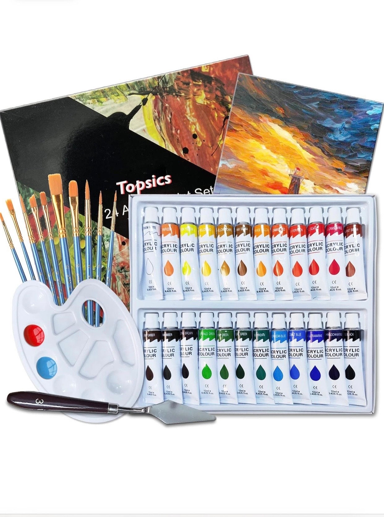 Painter's Servant 4枚セット Painting Supplies 40-Piece Acrylic Painting Set - Includes 24