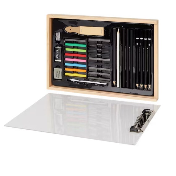 33 Pcs Sketching Set With Clipboard and Sketch Pad ,wooden Box