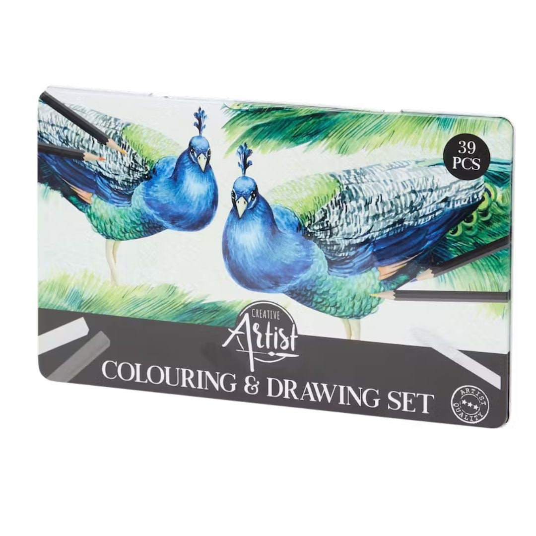 39 Pcs Coloring and Drawing Set With Storage Colour Pencils and