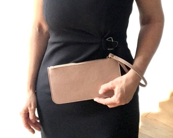 Small clutch leather, pochette leather, small handbag, wallet leather, mobile phone bag, wallet with hand strap