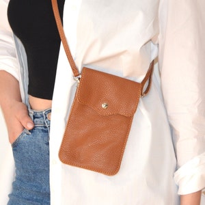 Smartphone Tasche aus Leder, Umhängetasche, kleine Party Tasche