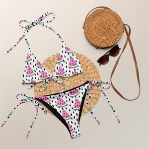 All-over print recycled string bikini