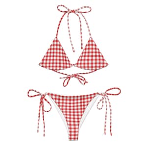 Retro Red Hounds tooth Eco-Friendly  recycled string bikini