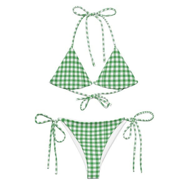 Green Gingham  Eco Friendly string bikini