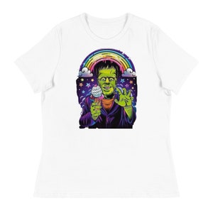 Classic Whimsical Frankie Women's Halloween Graphic  Relaxed T-Shirt