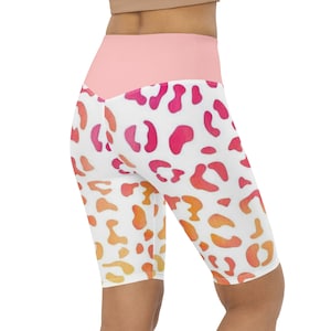Coral Tye Dye Animal Print Biker Shorts