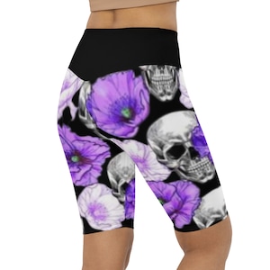 Flowers & Skulls Biker Shorts