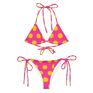 Pink and Yellow Polka Dot string bikini