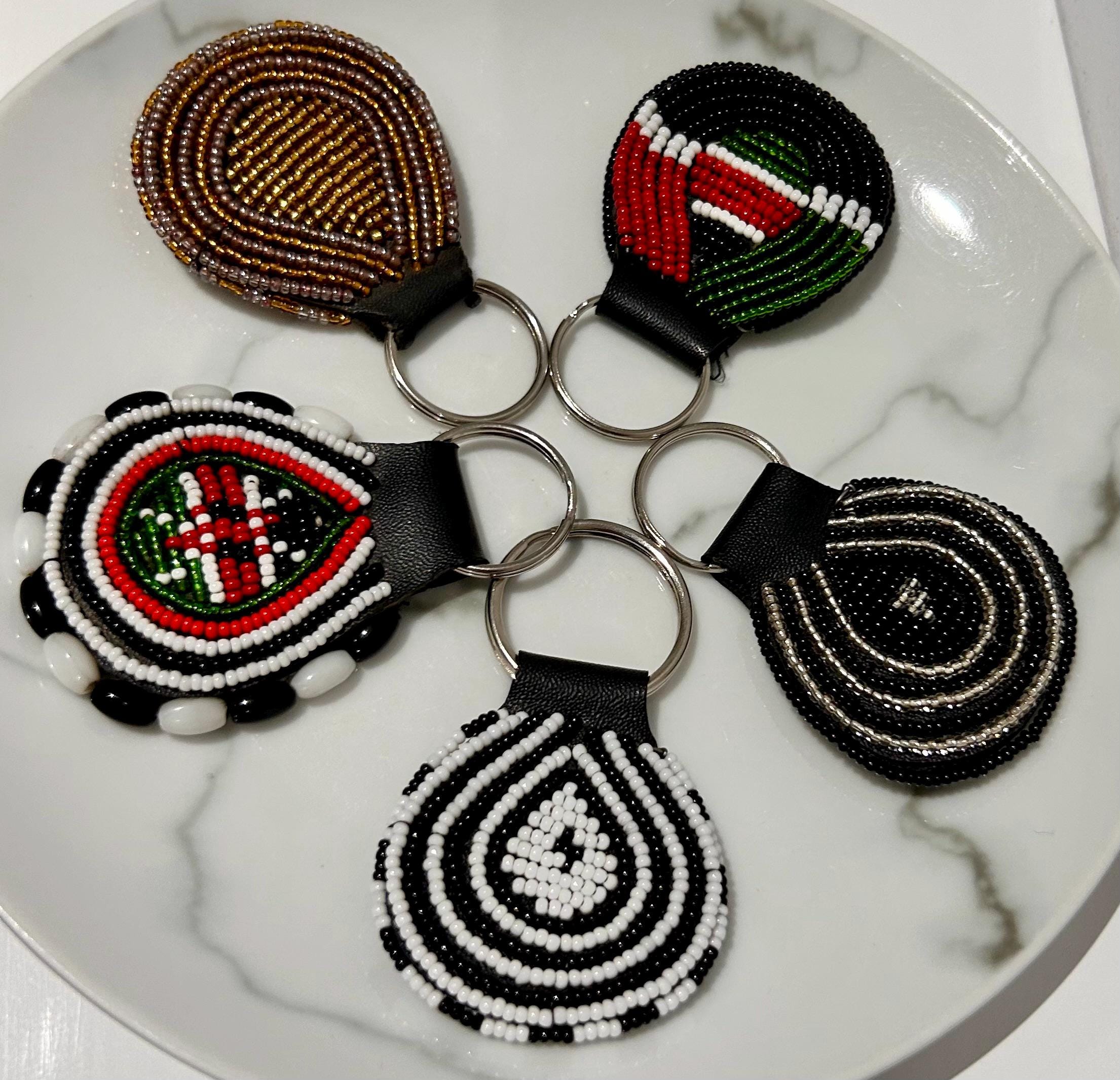 Handmade Beaded Kenya Flag Keyring: Masai Tribe Key Fob - Etsy