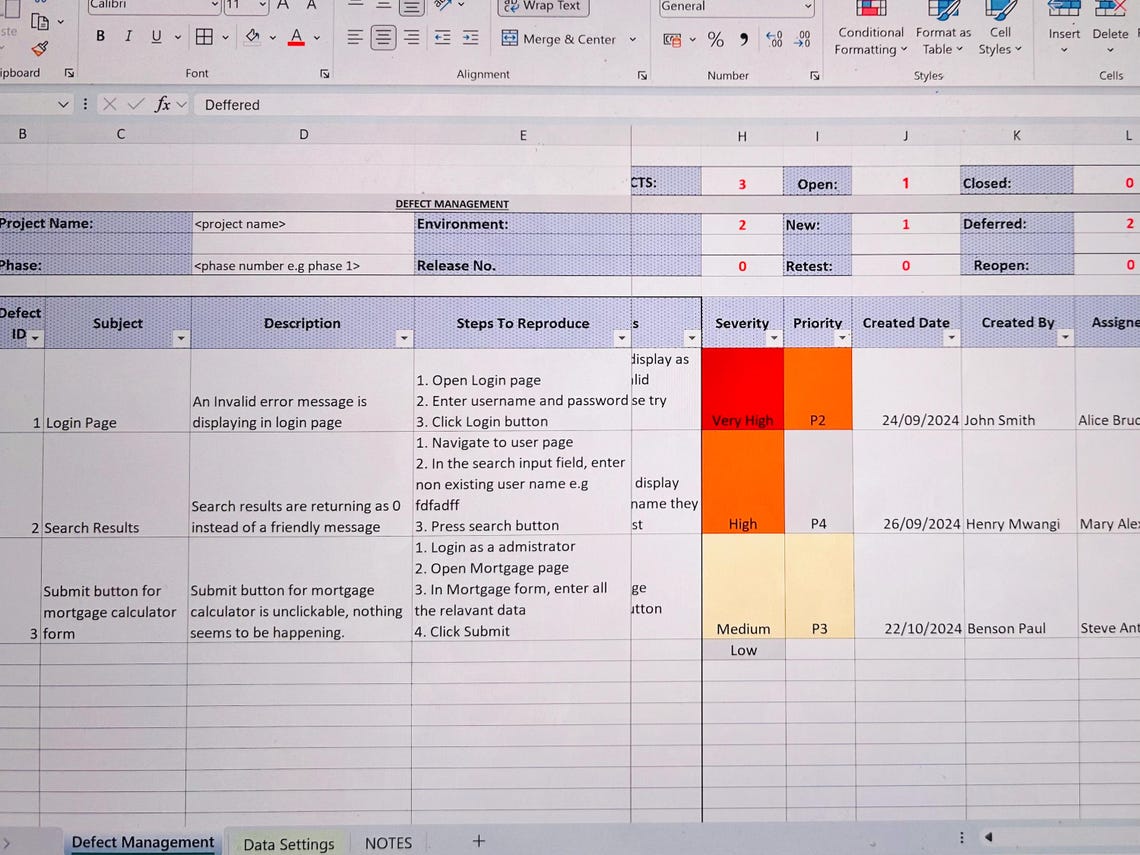 Defect Management Testing Template |UAT Defects Documents |QA Testing ...