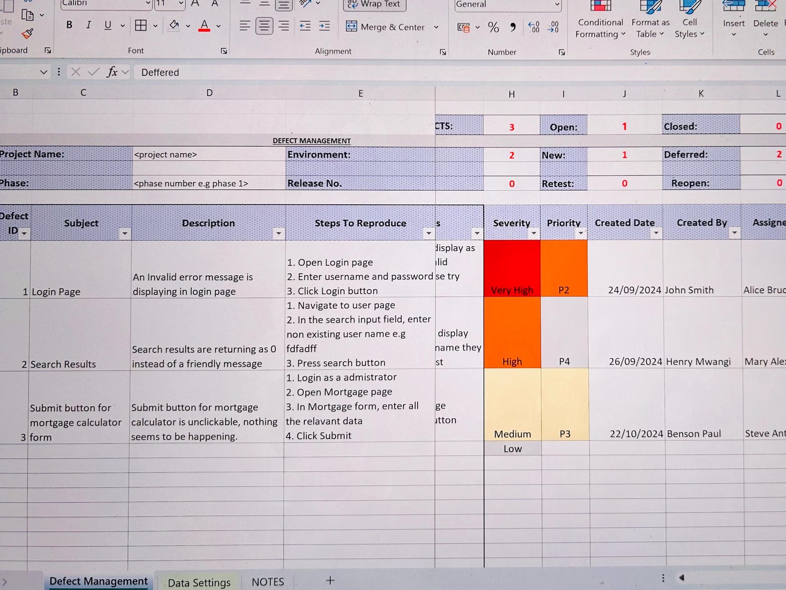 Defect Management Testing Template |UAT Defects Documents |QA Testing ...