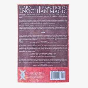May include: A book titled "Learn the Practice of Enochian Magic" with text and a Kerubim Press logo. The cover is a reddish-brown color with white text. The book details the magical system of John Dee and Edward Kelley.