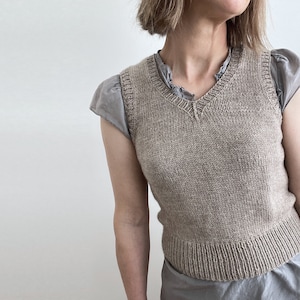 Knitting Pattern: Basic V-Neck Vest, 4 Yarn Weights (S to 4X)