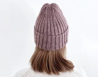 Basic Double Rib Beanie Knitting Pattern | 4 patterns in 1 | Easy | classic hat ribbed bottom up | Sizes adult S, M, L