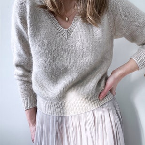 Basic V-neck Pullover Knitting Pattern | 4 Patterns in 1 | Intermediate ...