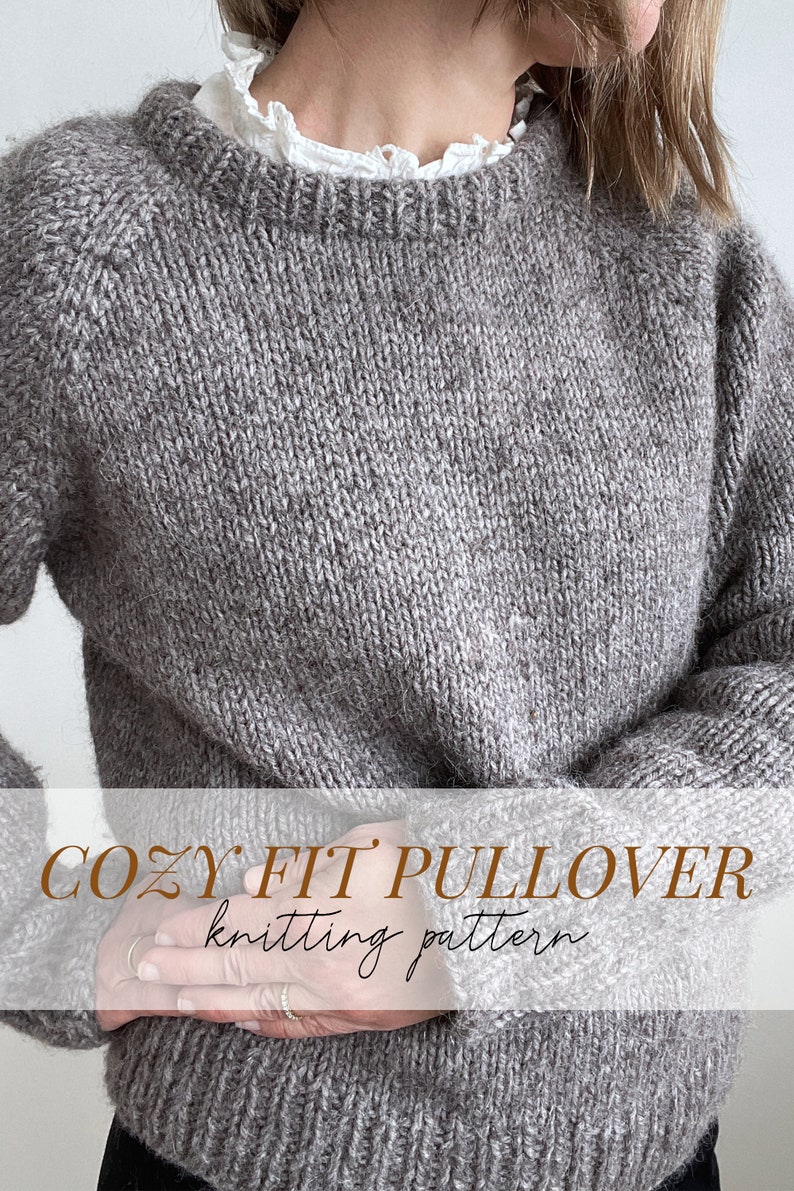 Knitting Pattern Basic Cozy Fit Pullover 4 yarn options in 1 pattern Easy raglan sweater topdown method Sizes S to 4X image 7