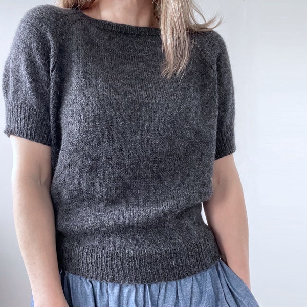 Knitting Pattern | Basic Tee Short Sleeve Pullover Top - 4 yarn options in 1 pattern | Beginner | sweater tshirt easy topdown summer Sm-4X